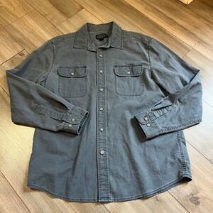 Pendleton Mens Grey Cotton Canvas Button Down Large Long Sleeve L Bin N-6